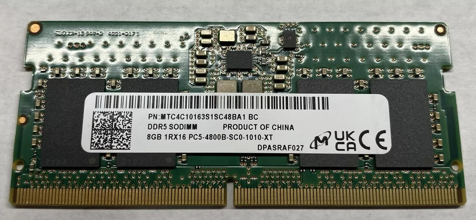 Micro MTC4C10163S1SC48BA1-BC - Sodimm, 8GB, DDR5, 4800, Memory