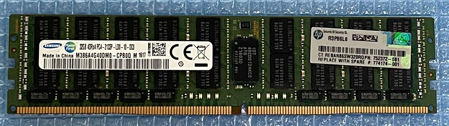 HPE Samsung 32GB PC4-2133P Register ECC Server Memory HP 752372-081 M386A4G40DM0
