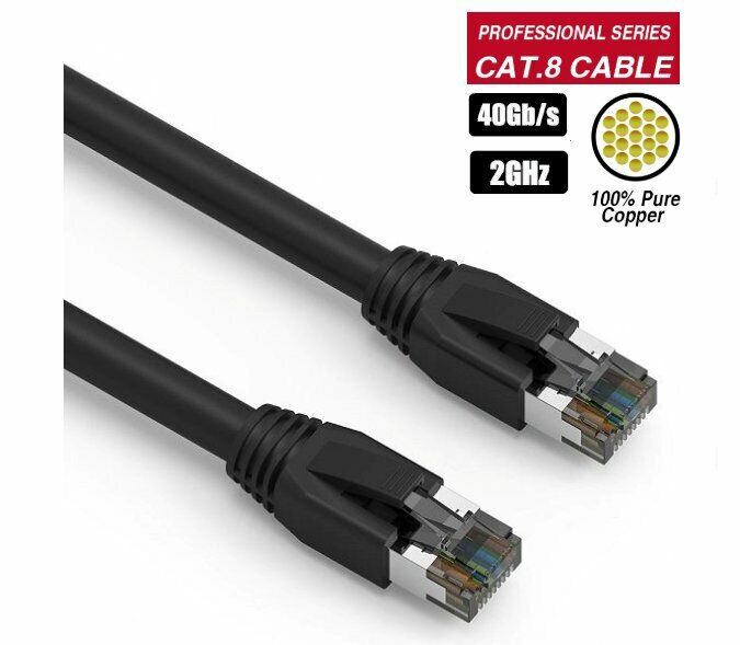 1Ft CAT8 40G 2GHz Shielded S/FTP RJ45 LAN Ethernet Network Super Fast Cable 1 Ft