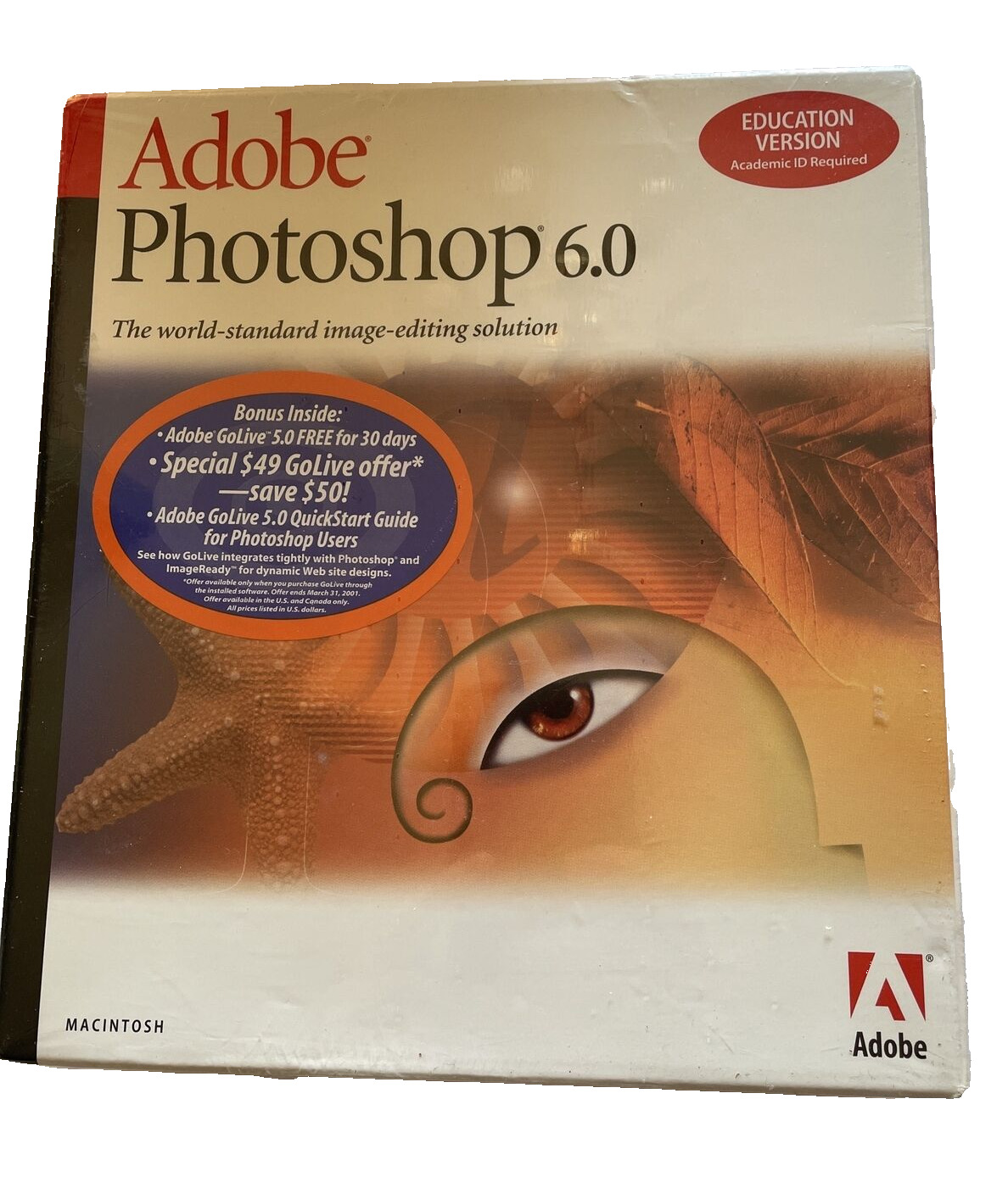 Adobe Photoshop 6.0 Windows Sealed English Education Academic ID Vintage Tech