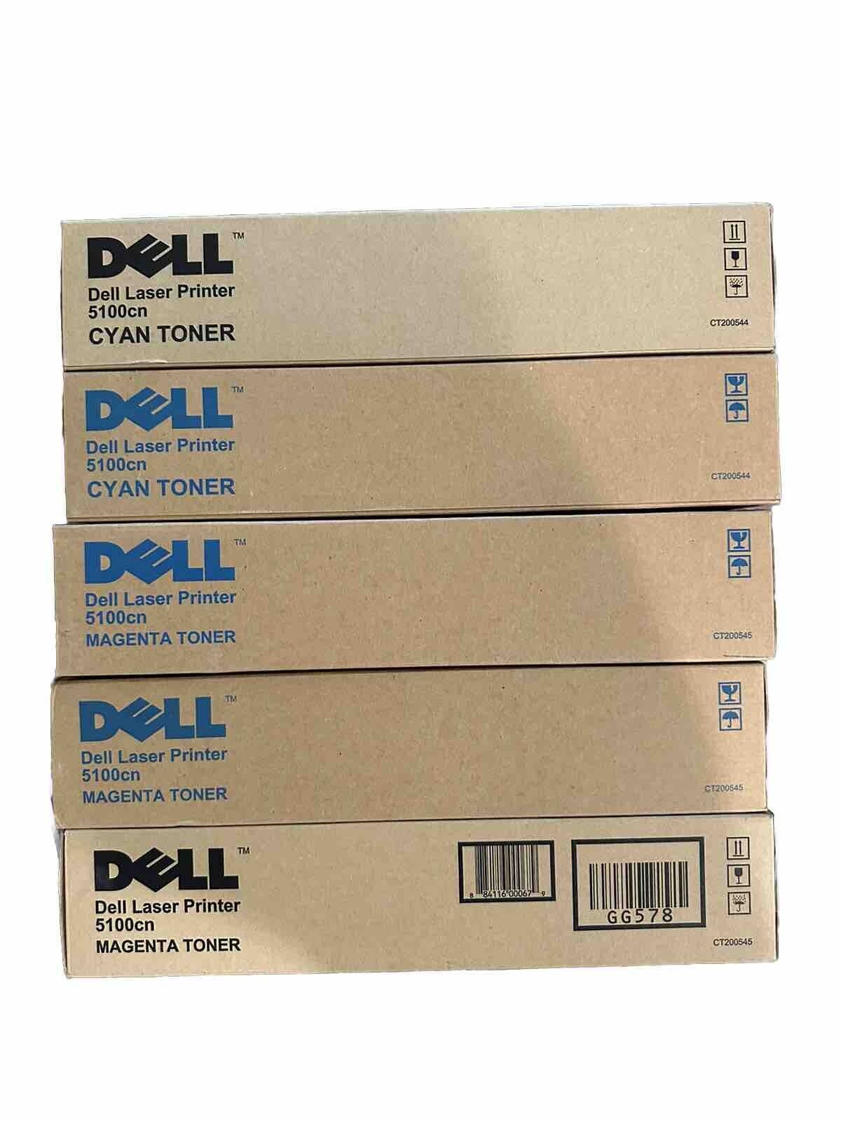 Dell 5100cn Laser toner set of 2 Cyan,  And 3 Magenta