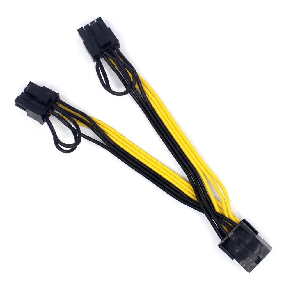 Dual Cable for Card 2Port 8pin Video 6+2p Male Mining PCI-E Graphics 8p 18AWG