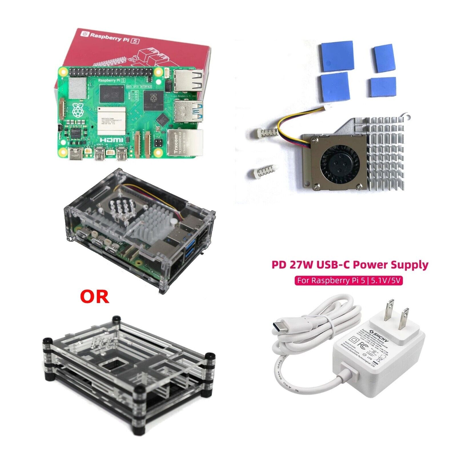 Raspberry Pi 5 Kit 4GB/8GB RAM BCM2712 Processor 2.4GHz Quad-Core 64-Bit G5B01