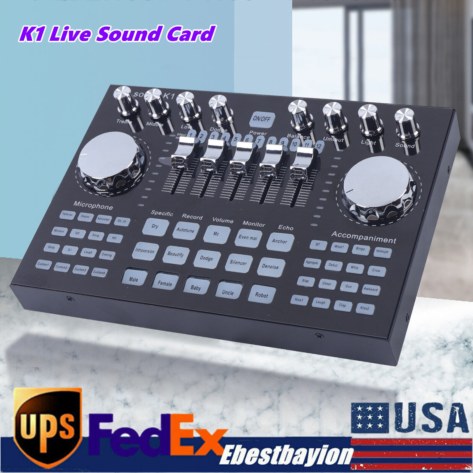 NEW K1 Pro Digital Audio Mixer Computers PC Voice Mixing Live Console SoundCard