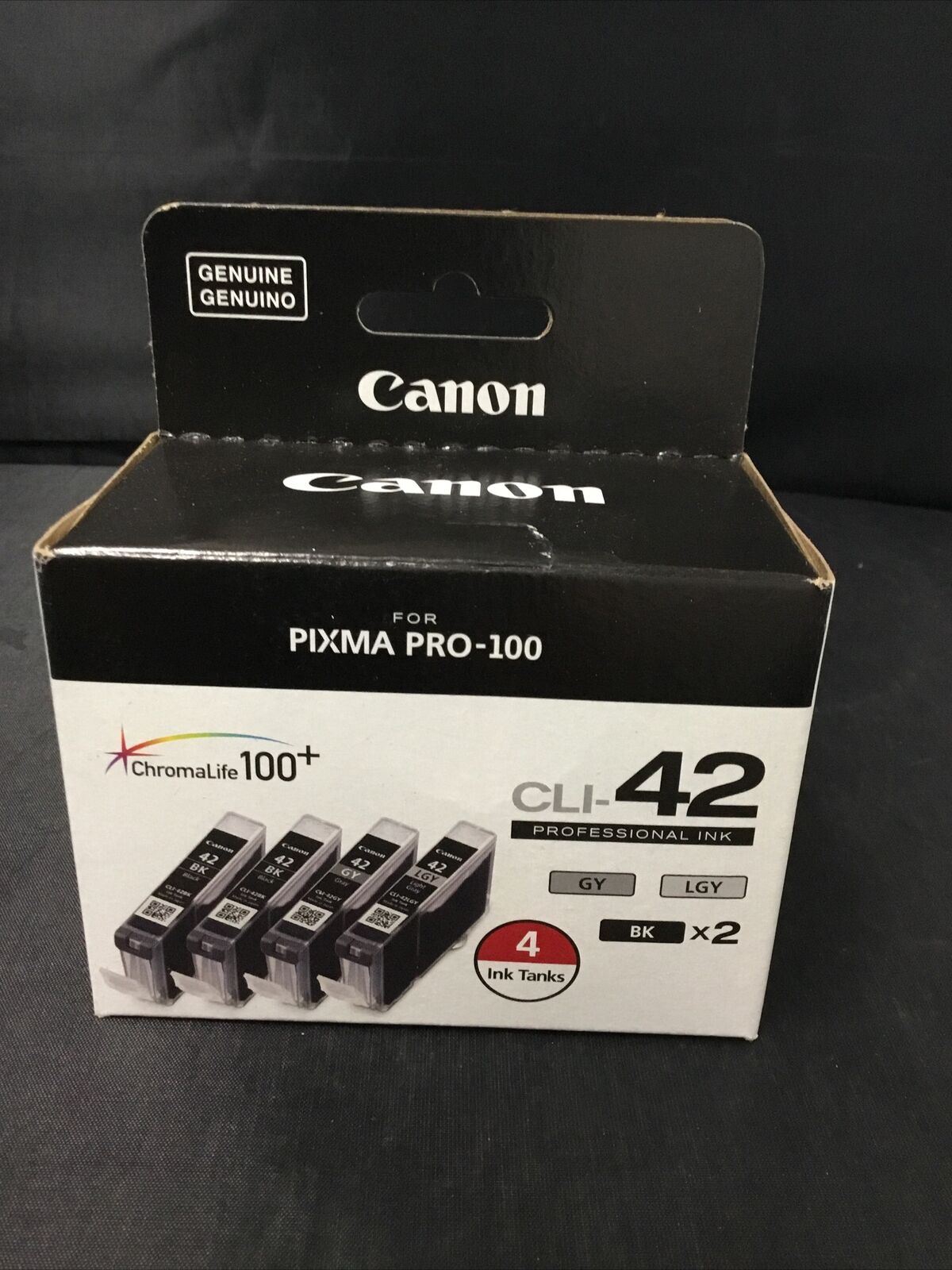 Authentic Canon CLI-42 4 Pack (Black, Gray & Light Gray) Brand New