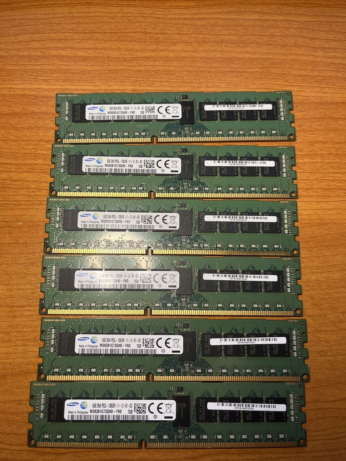 lot of 6 SAMSUNG 8 GB 2Rx8 PC3L-12800R DIMM RAM PH M393B1G73QH0-YK0 1406