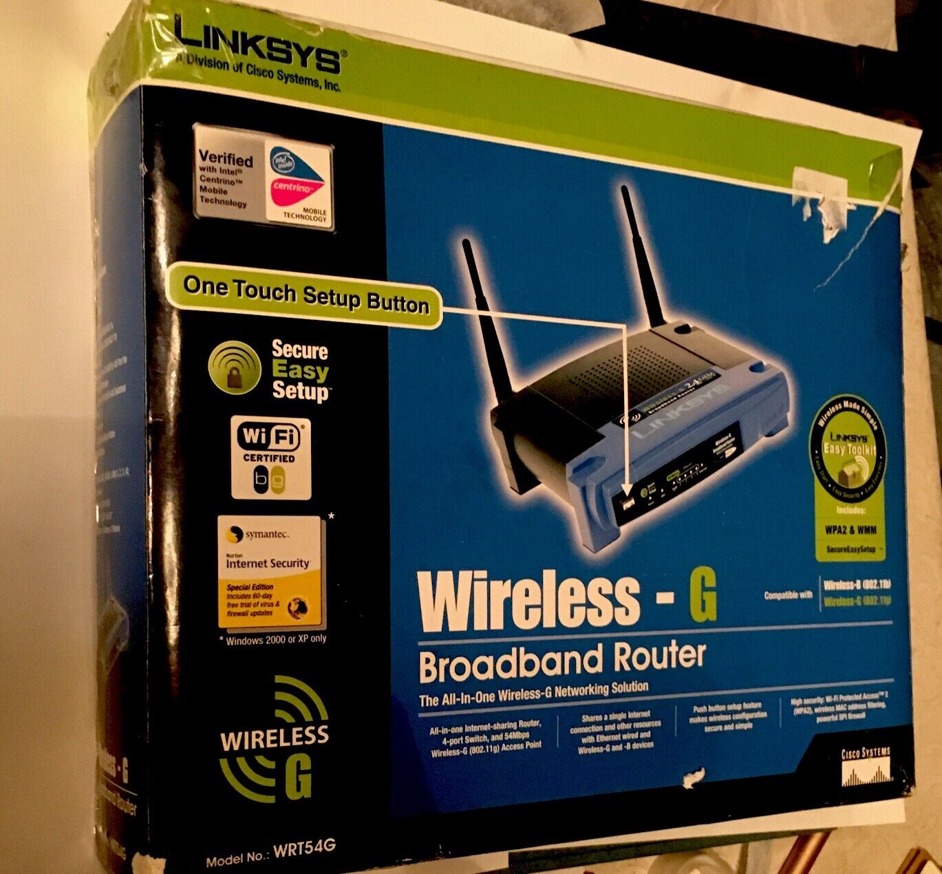 LINKSYS Wireless-G 2.4GHz Broadband Router Model #WRT54G New Open Box