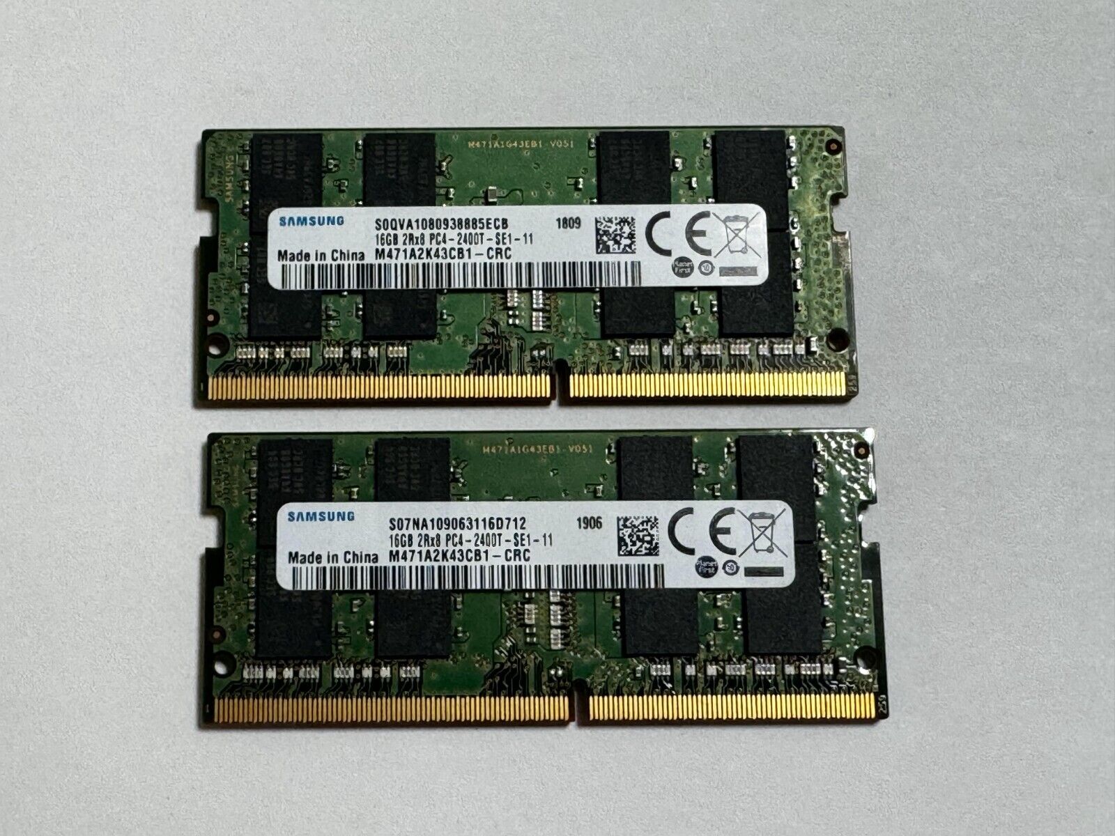 Samsung 32GB (2x16GB) 2RX8 PC4-2400T DDR4 1.2v CL17 SODIMM LAPTOP MEMORY