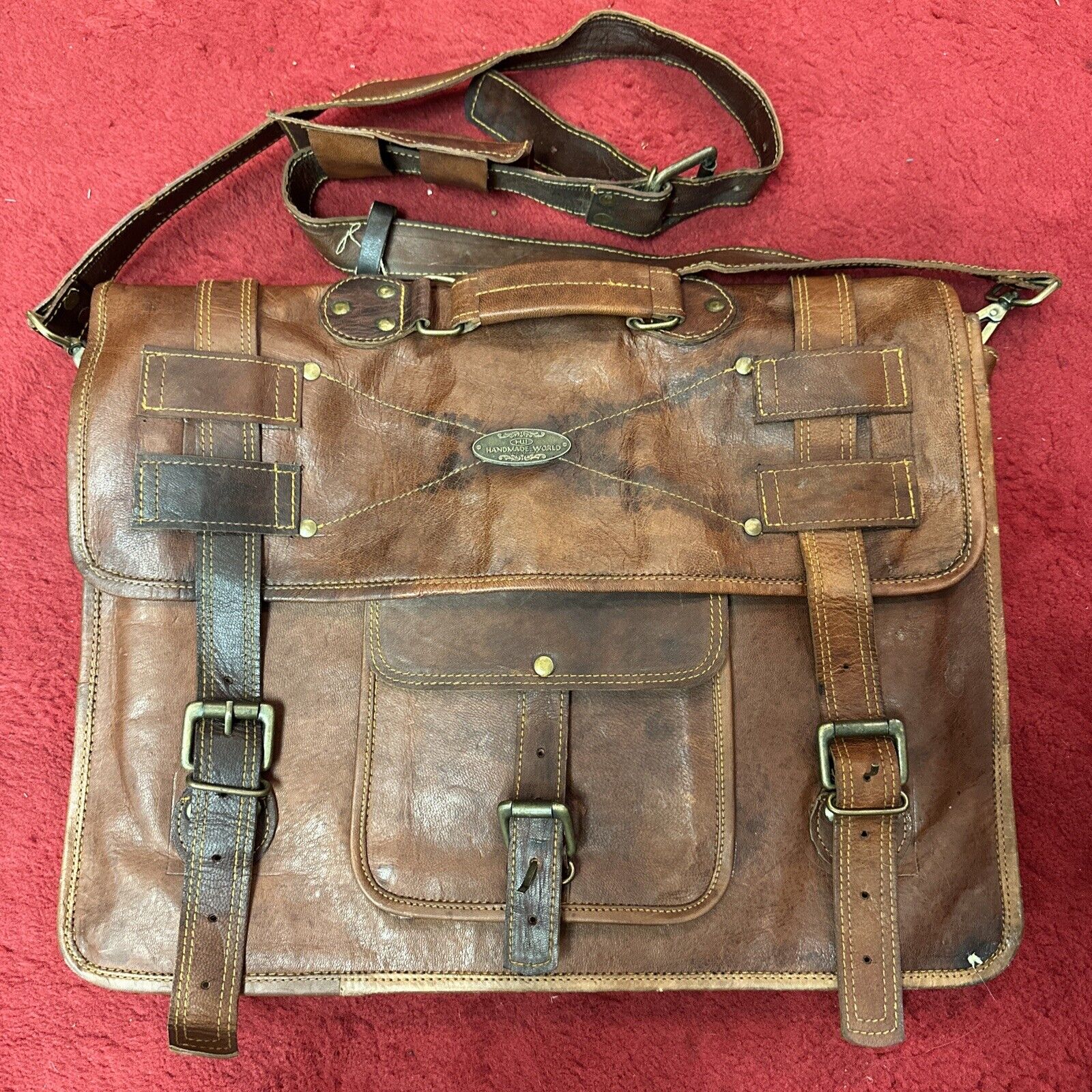 Handmade World Leather Messenger Bag For Men & Women 18x13 Briefcase Laptop