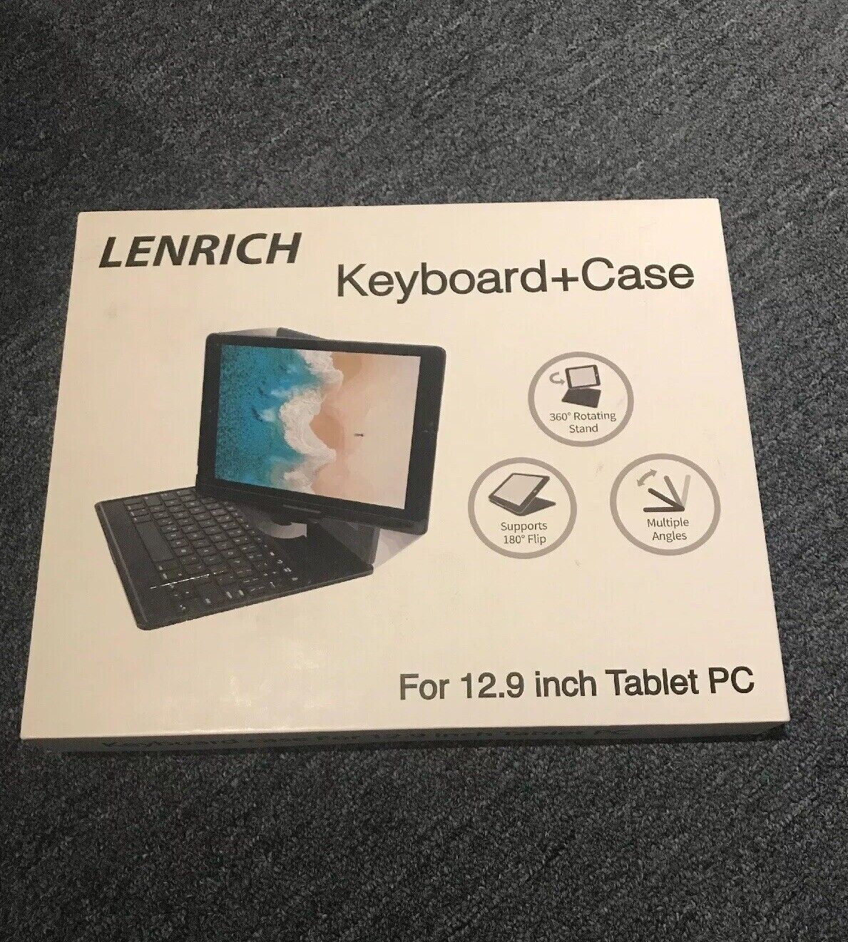 LENRICH Keyboard+Case For 12.9 Inch Tablet PC, Black (Charger Not Included)