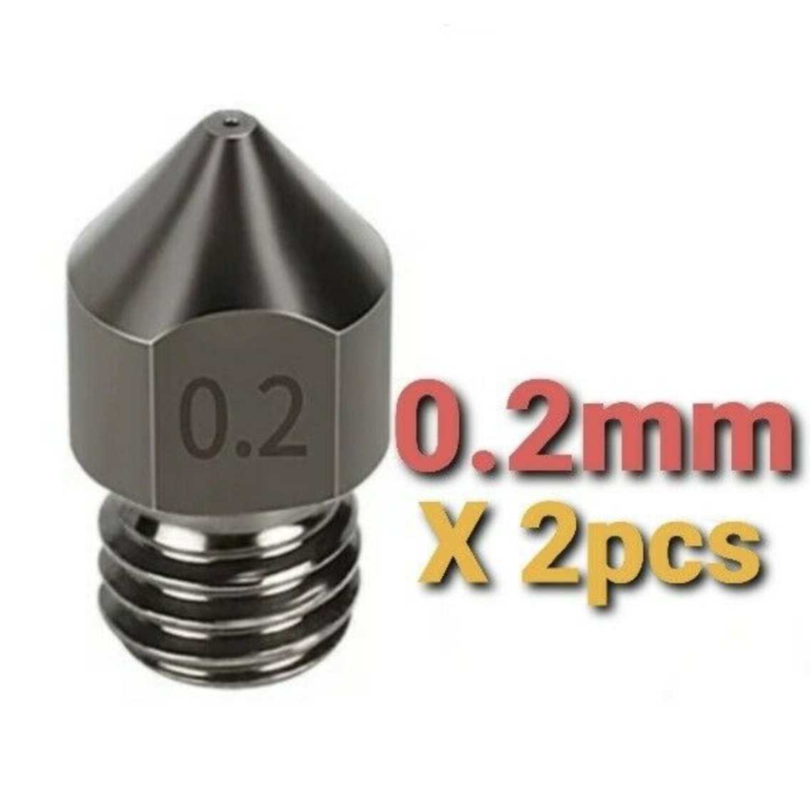 2pcs Hardened Steel 3D Printer Nozzle 0.2-1.0mm MK8 CR-10 Ender 3 Anet A8 m6