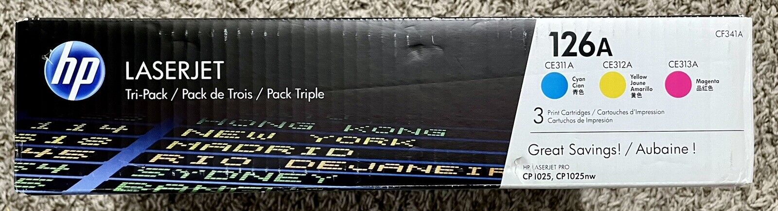 Genuine OEM Sealed HP 126A 3-Pack LaserJet Toner Cartridge Cyan Magenta Yellow