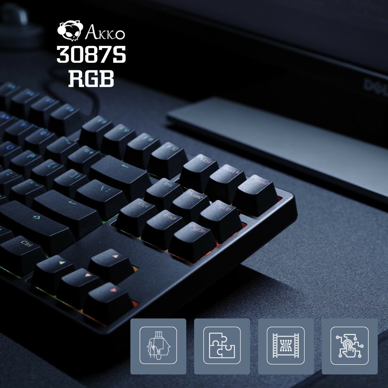 AKKO Mechanical Gaming Keyboard Cherry RGB Blue LED Rainbow Backlit∣87-Key∣Black