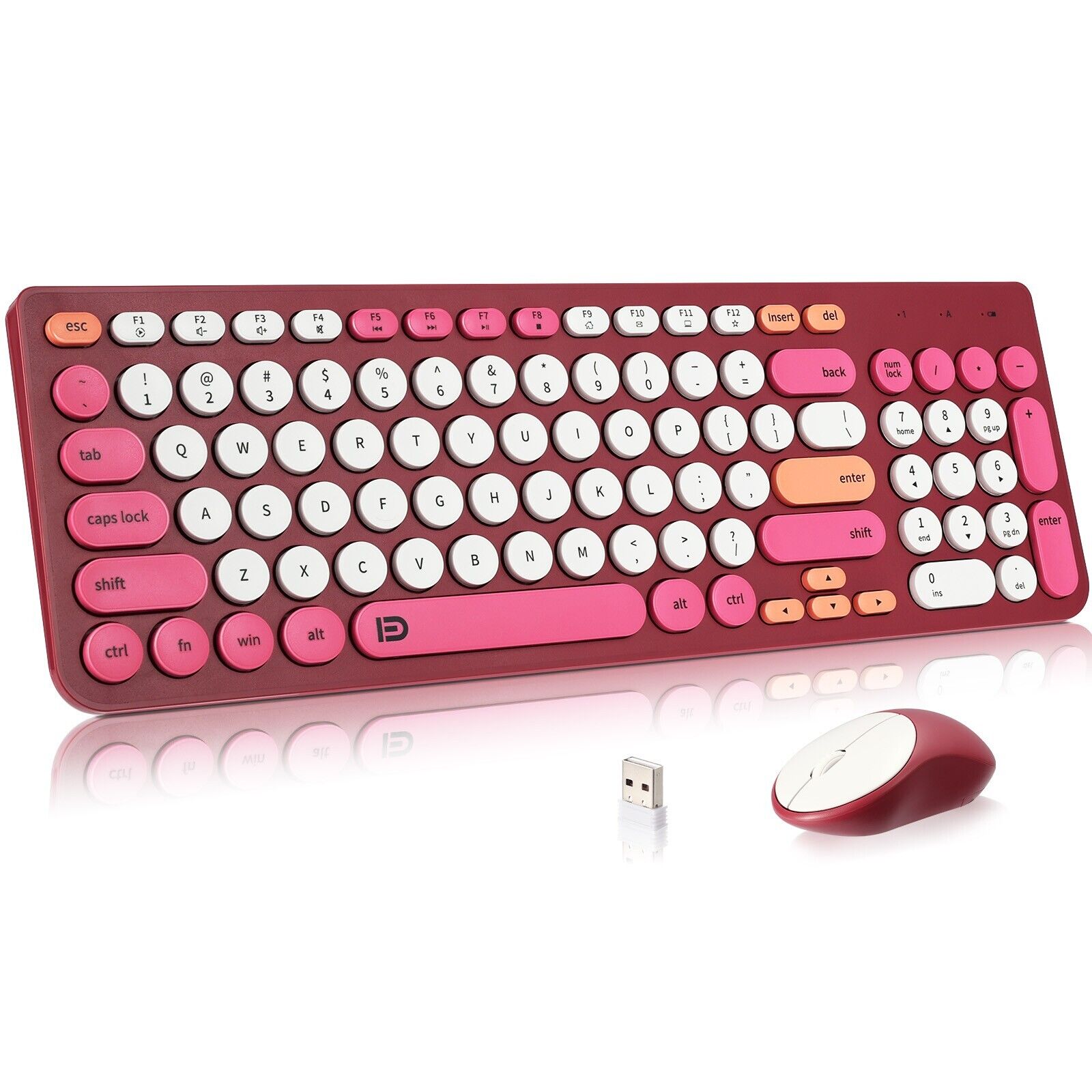 2.4G Wireless Retro Punk Round Keycap keyboard and Mouse Combo for PC Laptop
