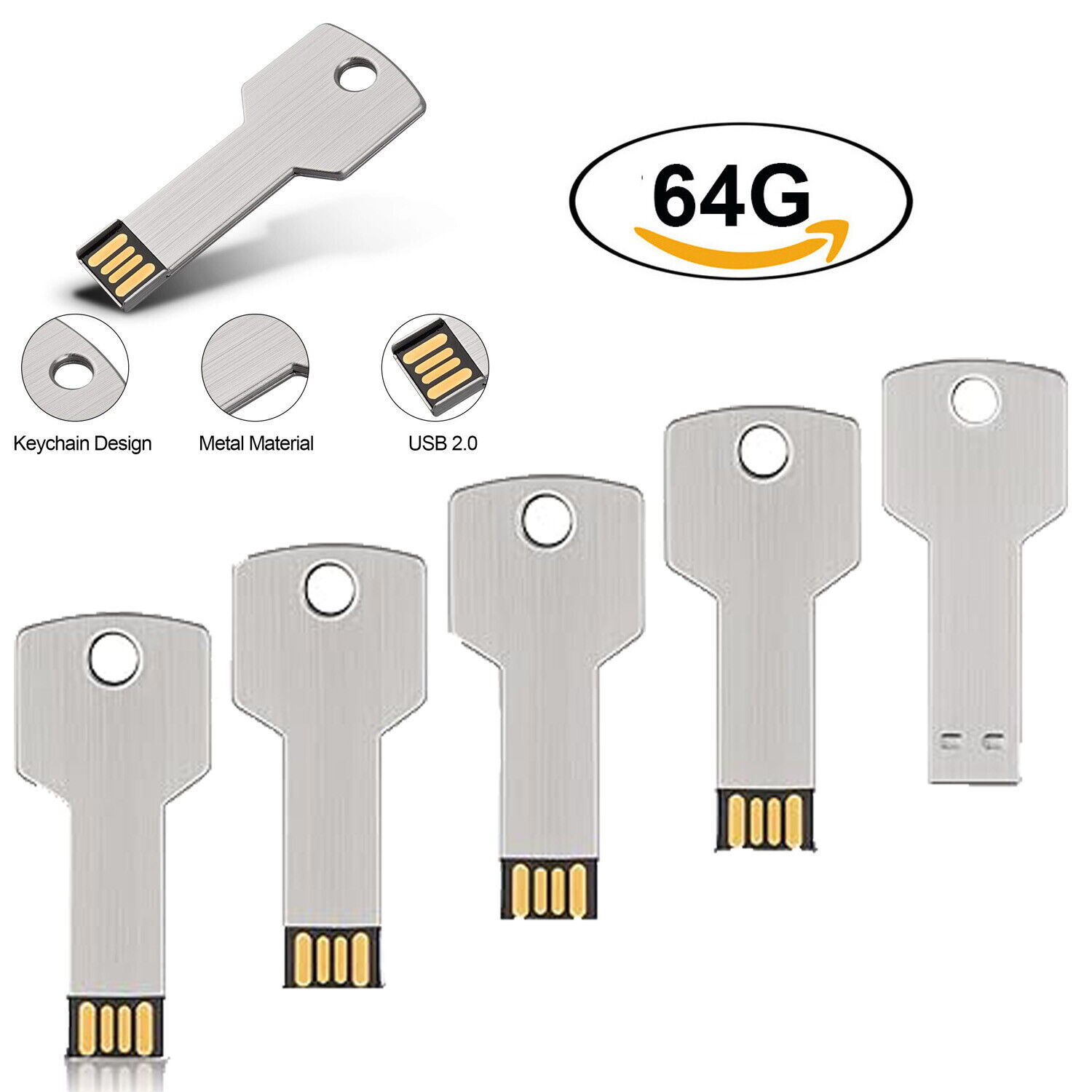 LOT 1/5/10PCS USB 2.0 Flash Drives 64GB Memory Stick Key Shape USB Thumb Drive