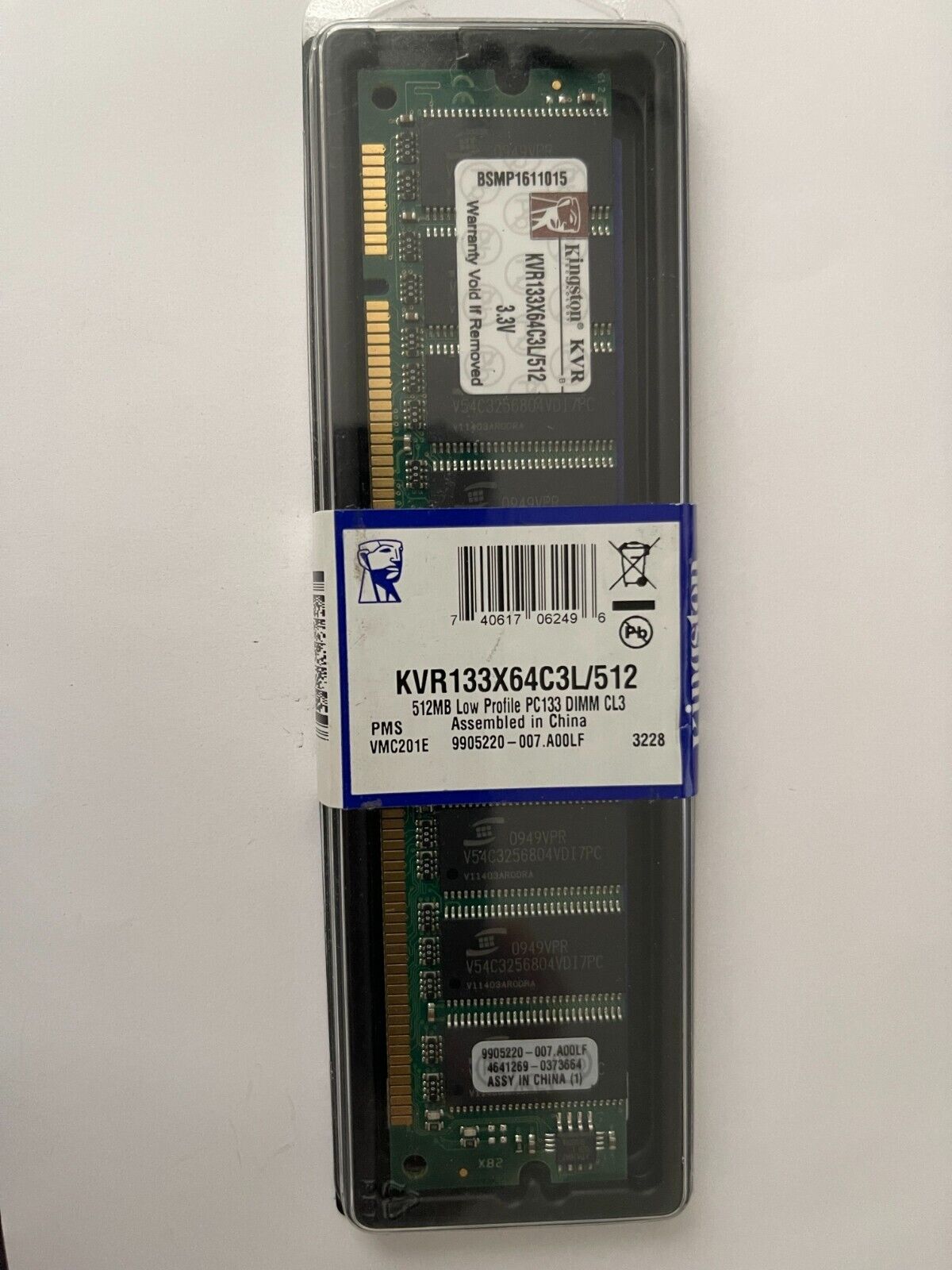 Kingston 512 MB  PC-133 DIMM SDRAM Memory KVR133X64C3L/512