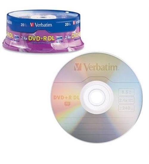 NEW Verbatim 95310 DVD+R DL 8.5GB 8X with Branded Surface - 20pk Spindle