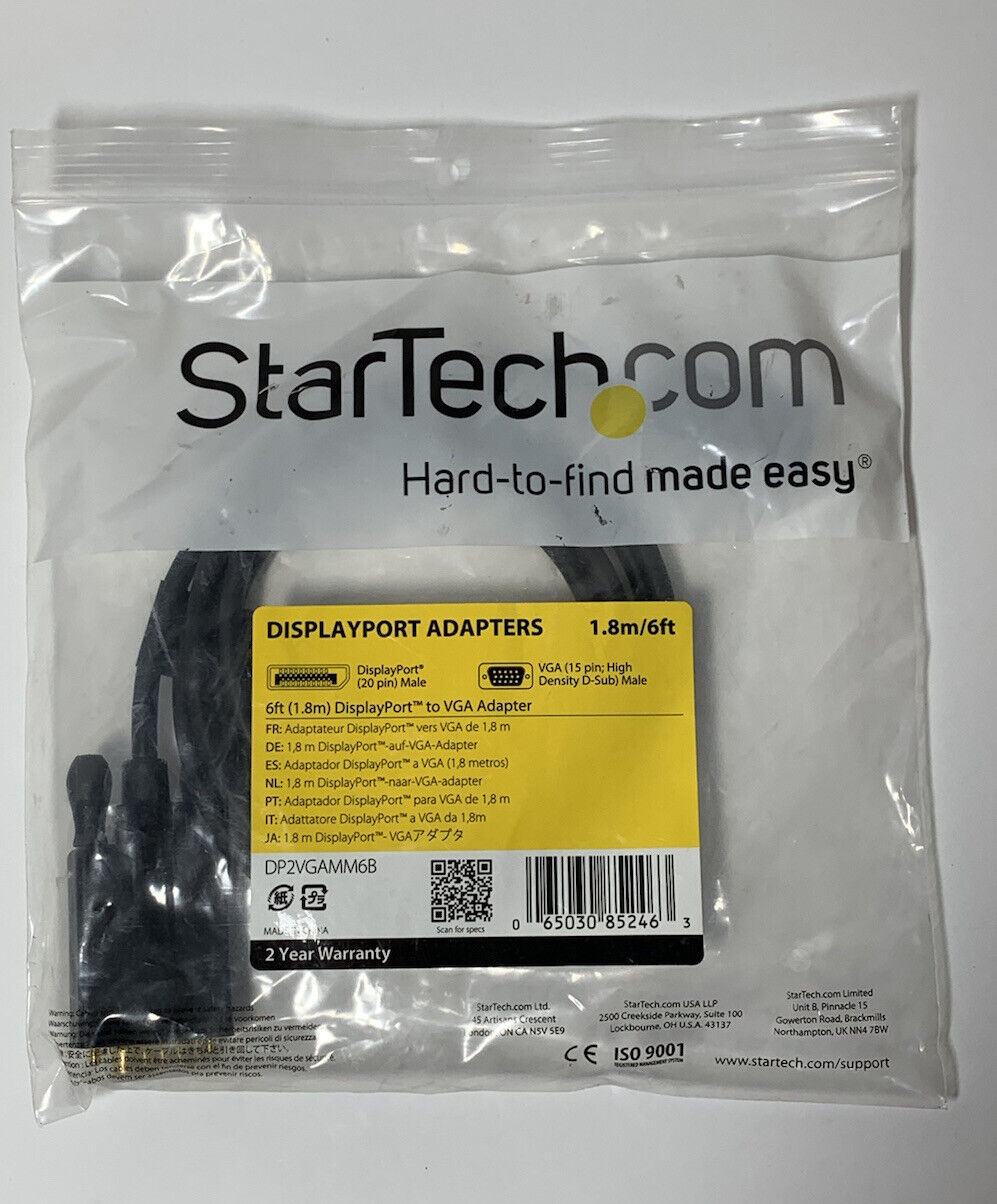 StarTech MDP2DPMM6 DisplayPort to DisplayPort 1.2 Adapter Cable - Black