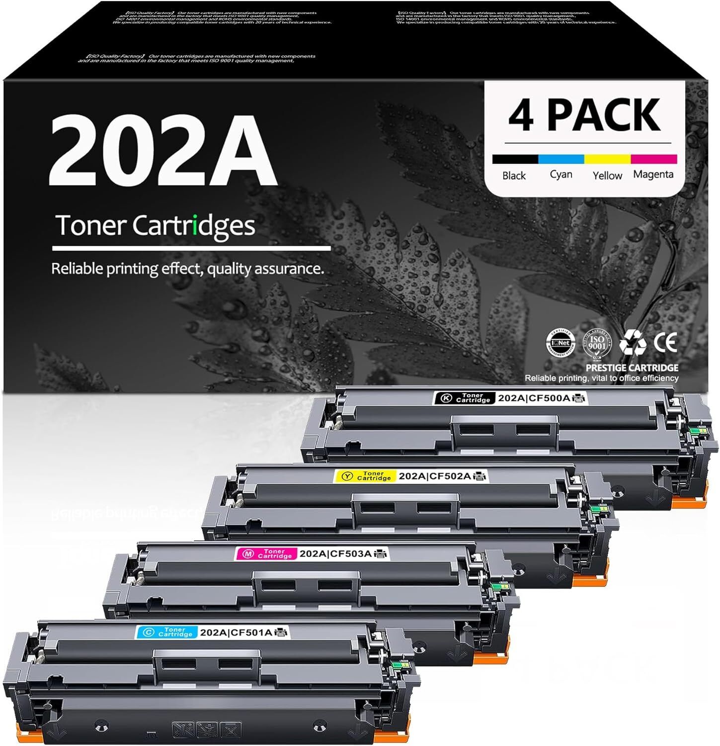 202A Toner Cartridge Replacement for HP Color Pro M254dw K/C/M/Y