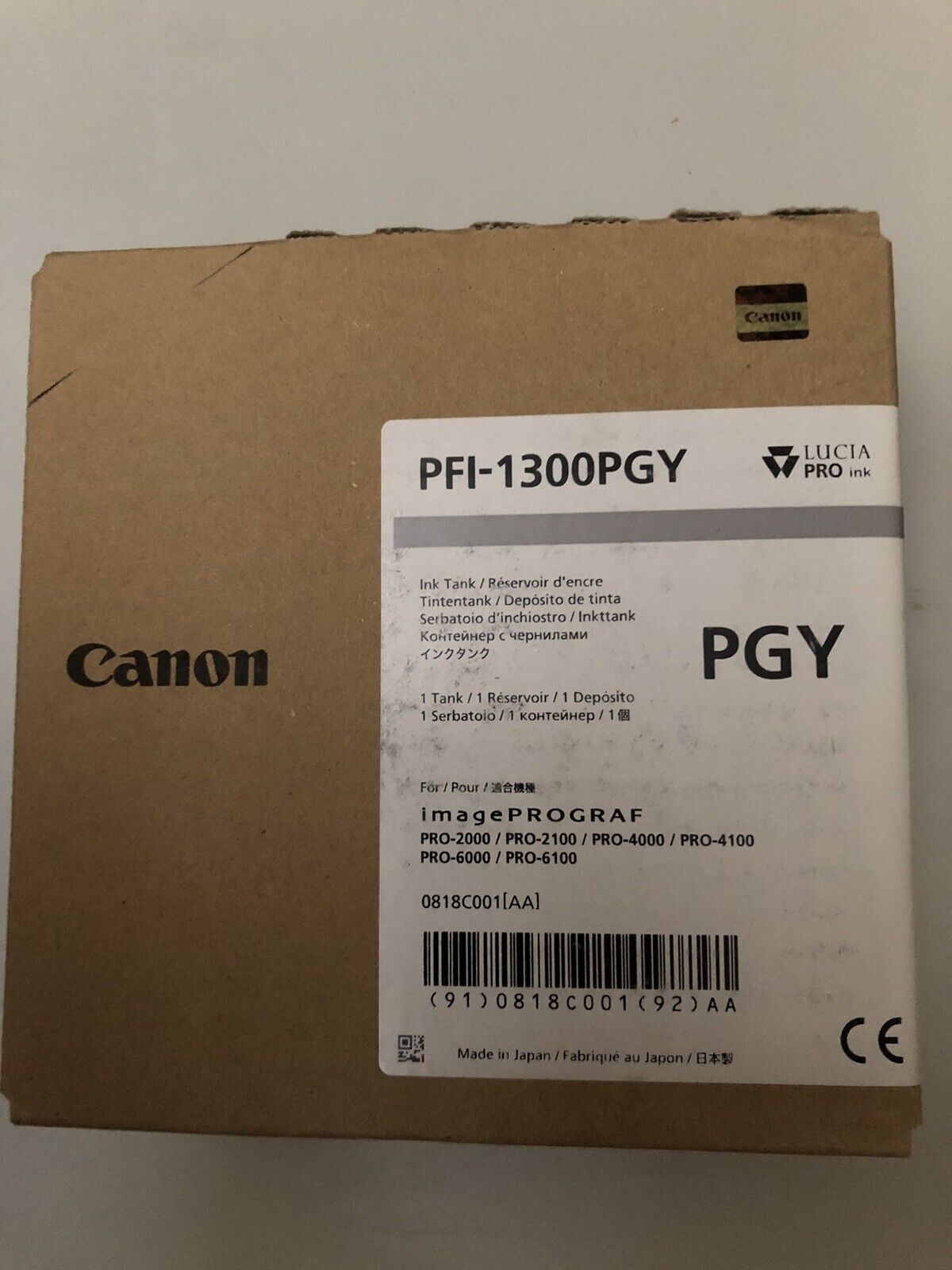 Genuine Canon PFI-1300PGY Photo Gray Ink Tank PRO Series OEM NEW Exp:12/2023