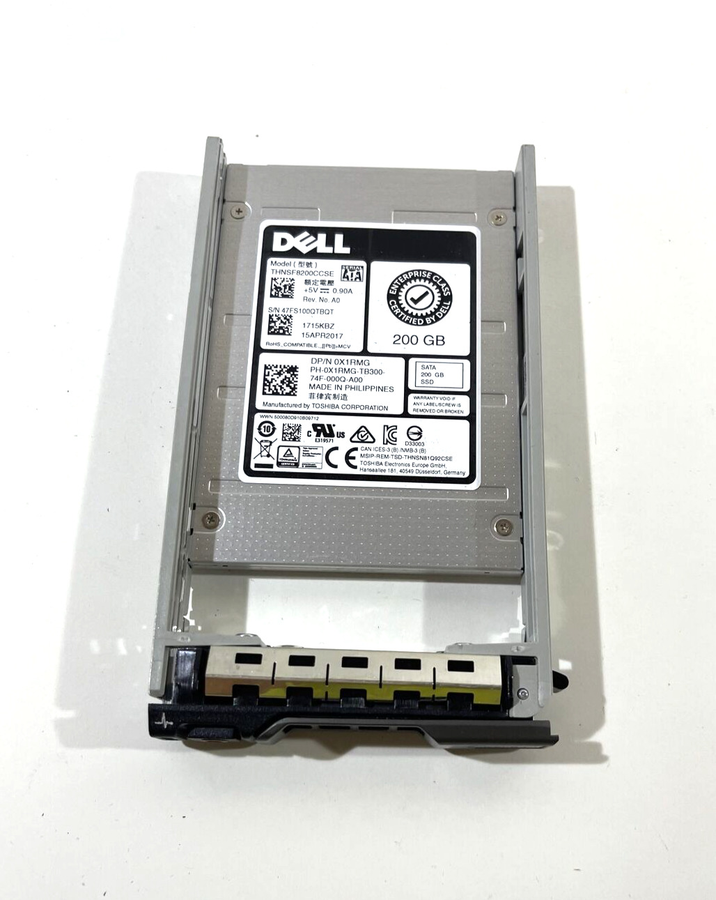 Dell X1RMG 200GB  2.5'' SATA THNSF8200CCSE SSD W/ DELL CADDY