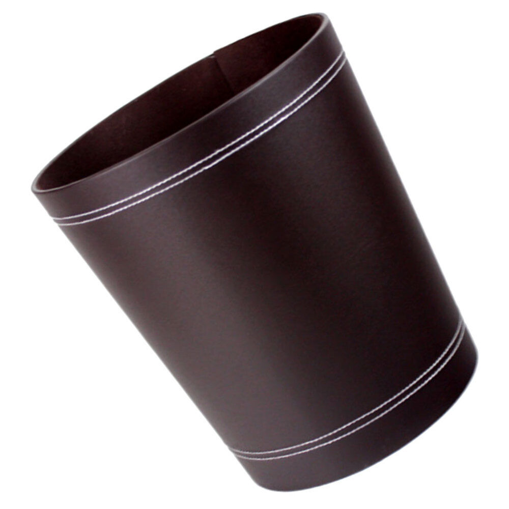  Round Garbage Can Wastebasket Practical Trash PU Material No Cover Office