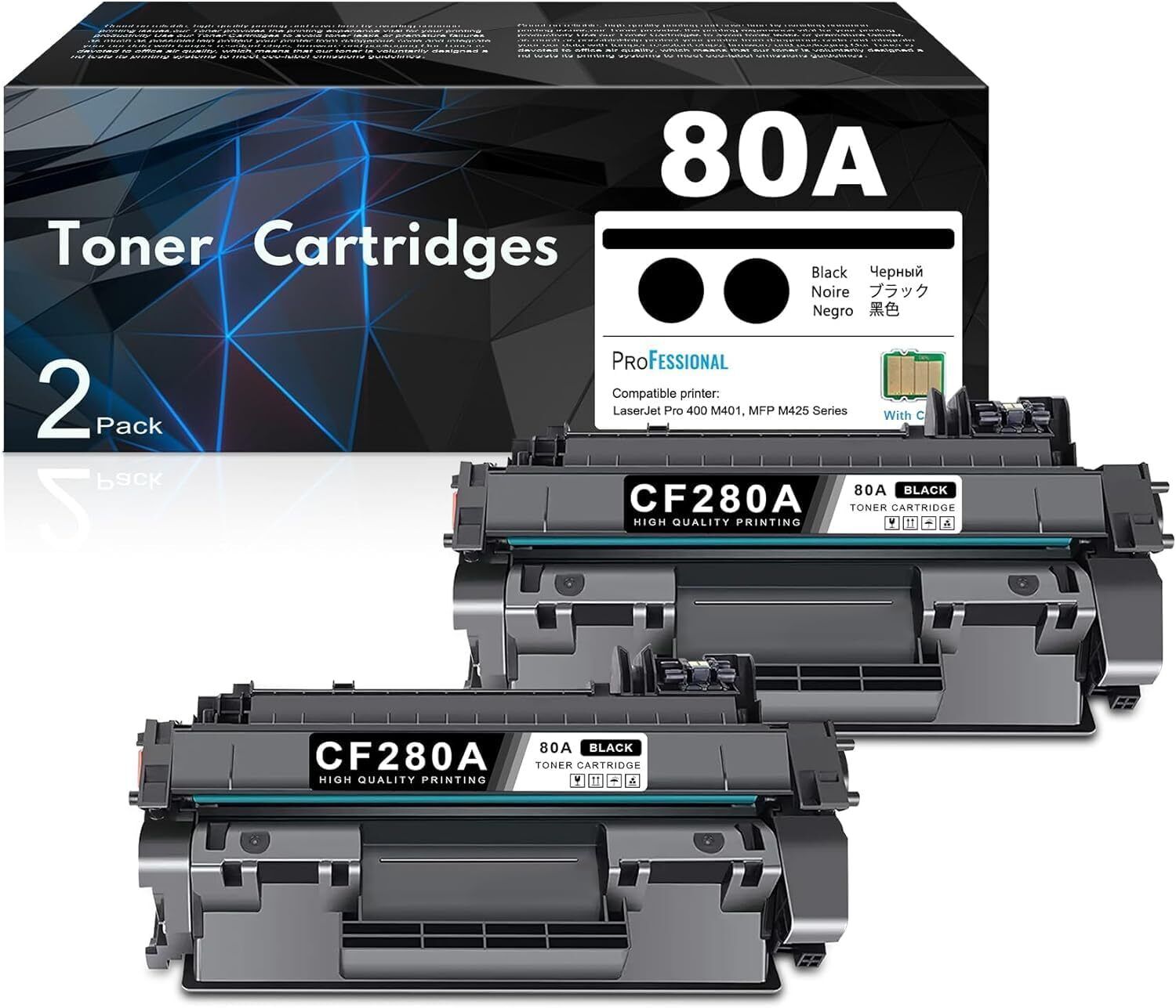 CF280A 80A Toner Cartridge Replacement for HP Pro 400 M401n, M401dn, M401dw