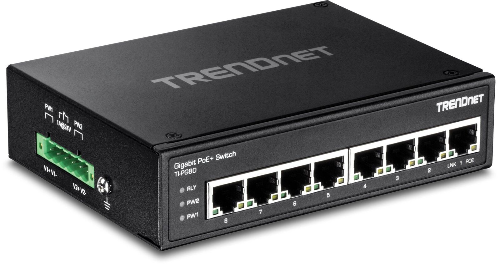 TRENDnet TI-PG80 8-Port gehärteter industrieller, nicht verwalteter Gigabit-PoE 