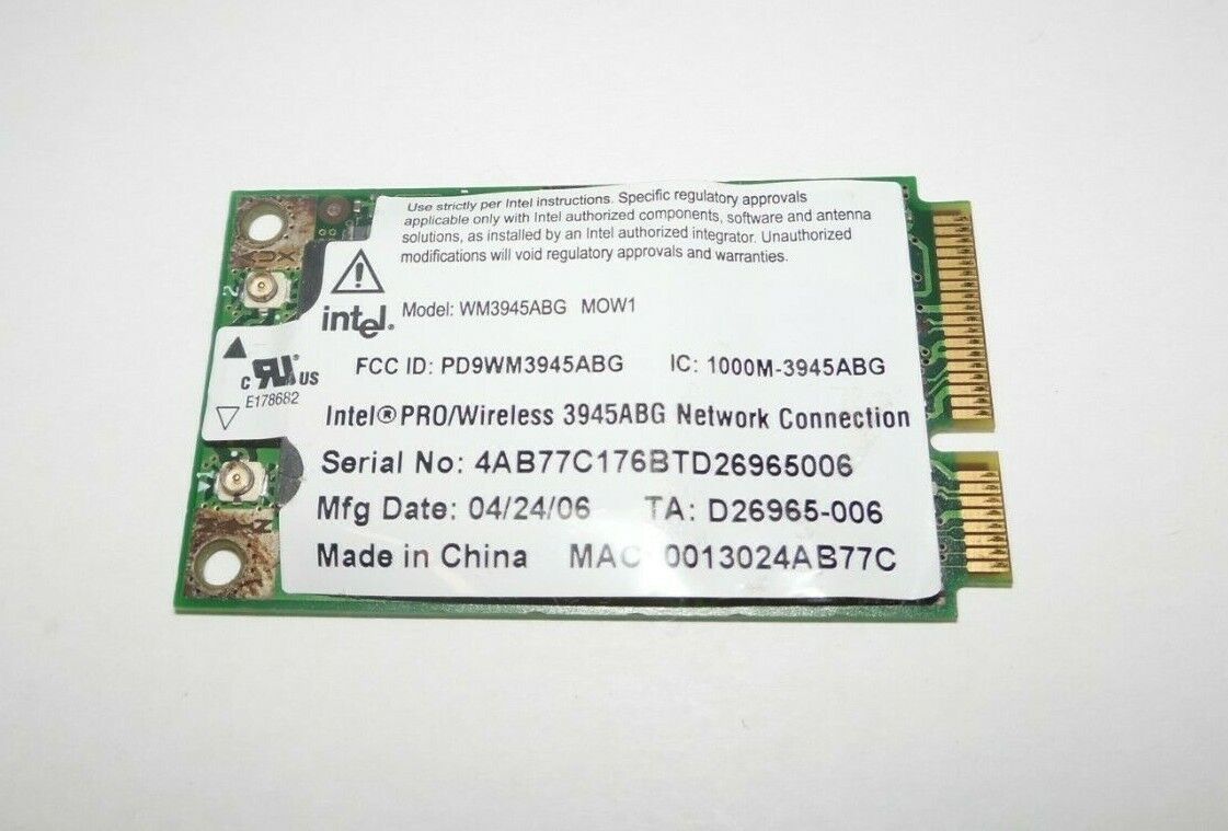 Intel PRO/Wireless 3945ABG Network Connection Mini PCI Express Card WM3945ABG