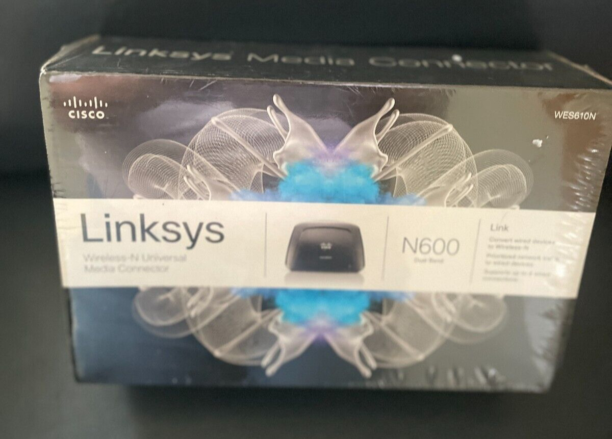 NEW Cisco Linksys N600 Dual-Band Wireless-N Universal Media Connector WES610N