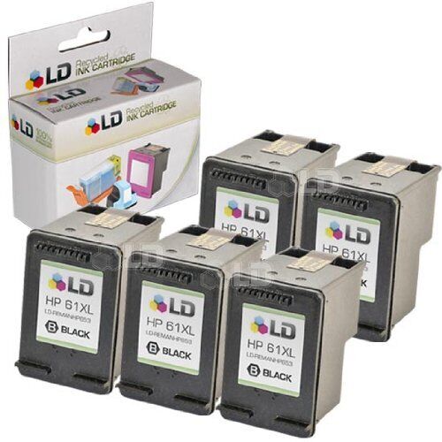 LD Reman Replacement Ink Cartridges for HP CH563WN (HP 61XL) HY Black 5pk