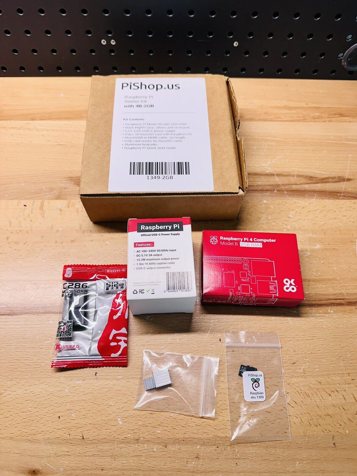 (i) Raspberry Pi 4 Model b 2GB Starter Kit Board Power Supply Heatsink 16gb