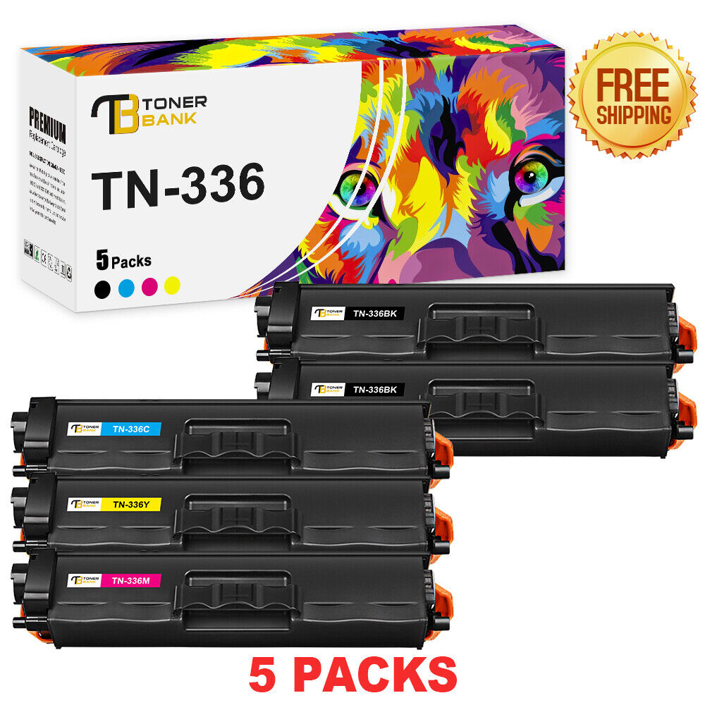 5PK Color TN336 Toner Compatible With Brother TN-336 HL-L8350CDWT MFC-L8850CDW