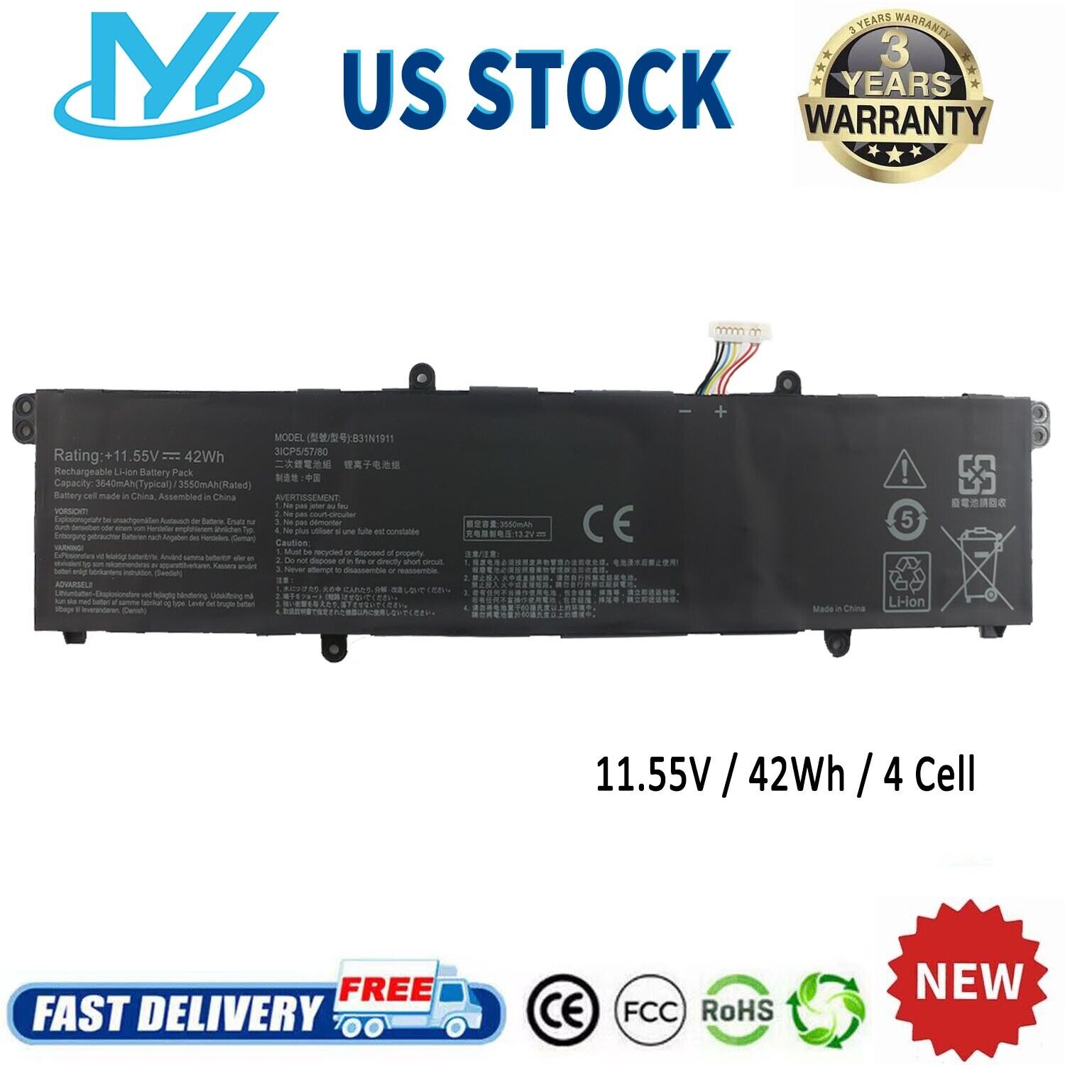 B31N1911 C31N1911 Battery For ASUS VivoBook Flip 14 TM420IA TP470EA TP470EZ 42Wh