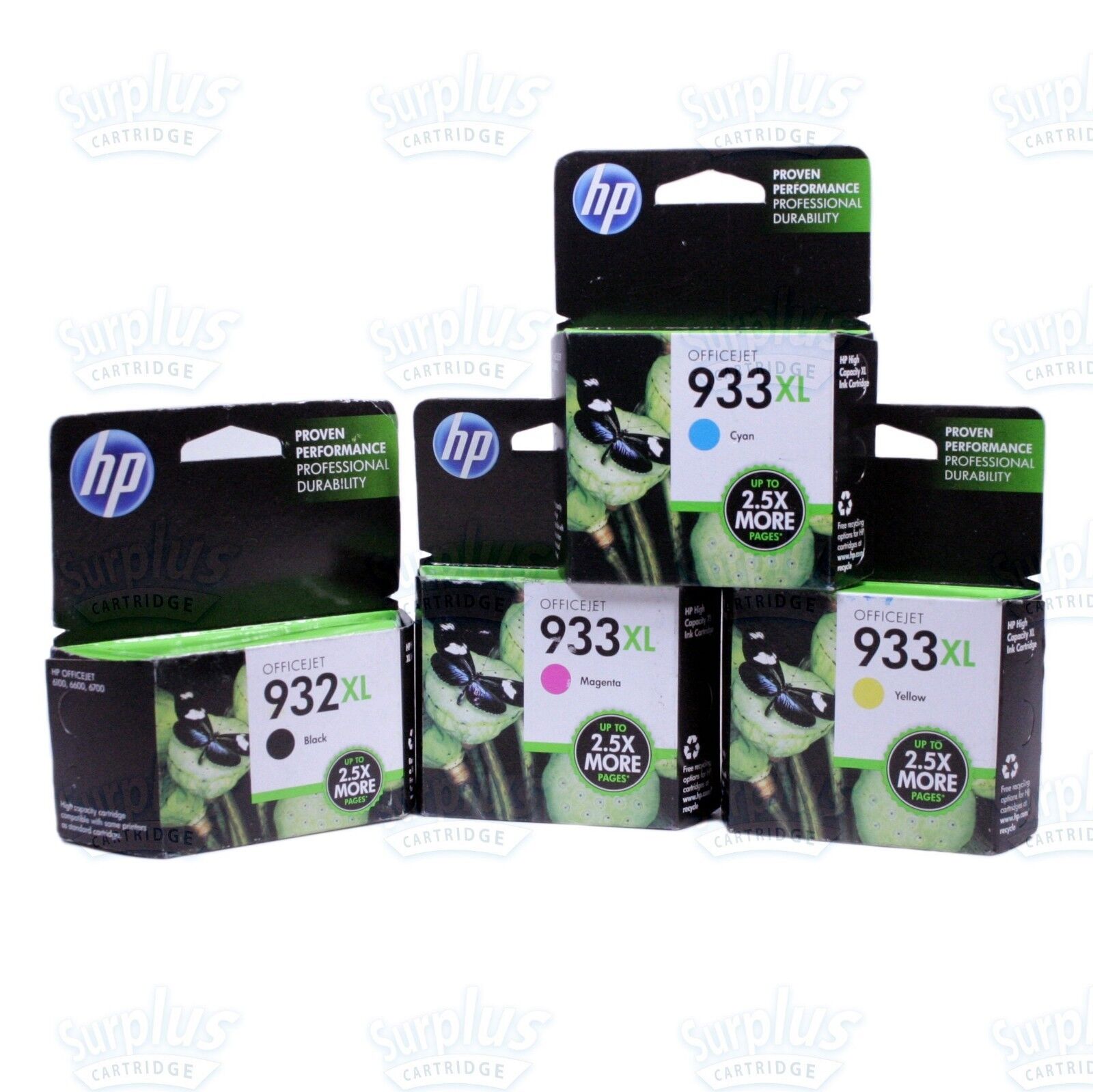 4pk Genuine HP 932XL + 933XL Ink OfficeJet 6100 6600 6700 7110 7612 (Retail Box)