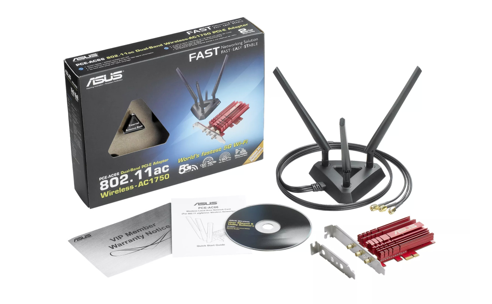 ASUS Dual-band Wireless-AC1900 PCI-E Adapter 802.11ac Longer Wifi Range Bundle