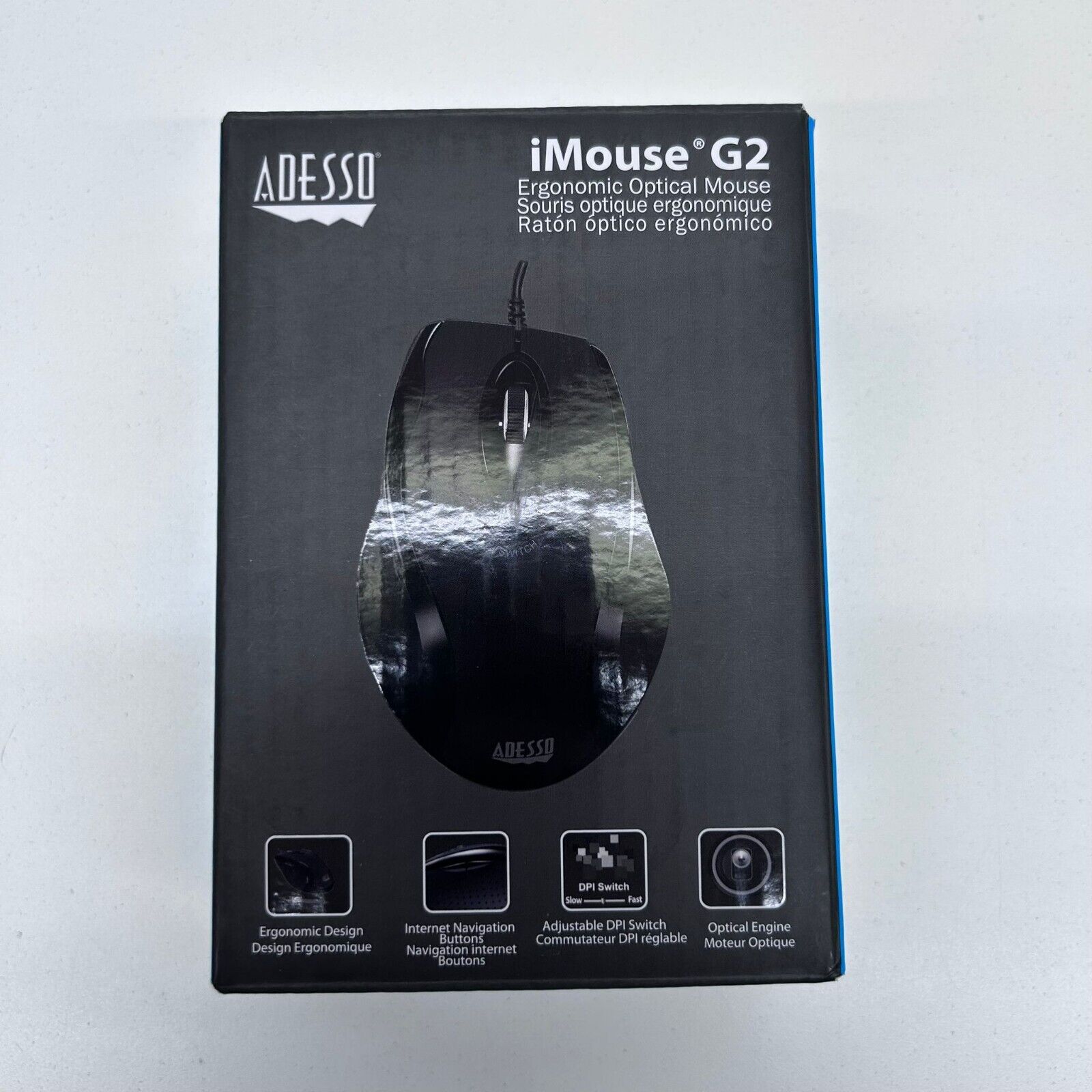 Adesso iMouse G2 - USB Ergonomic Optical Mouse Adjustable DPI Internet Navigatio
