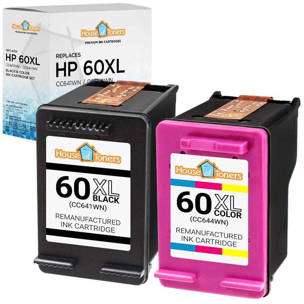 2PK for HP 60XL 60 XL Ink Cartridges CC641W CC644W for Deskjet & PhotoSmart