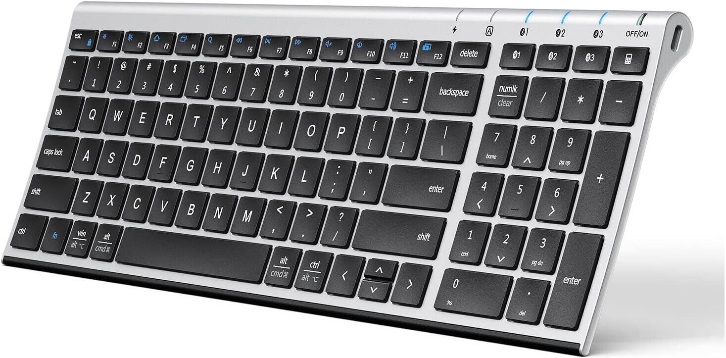iClever BK10 Bluetooth Keyboard, Multi Device Keyboard Rechargeable Bluetooth 5.