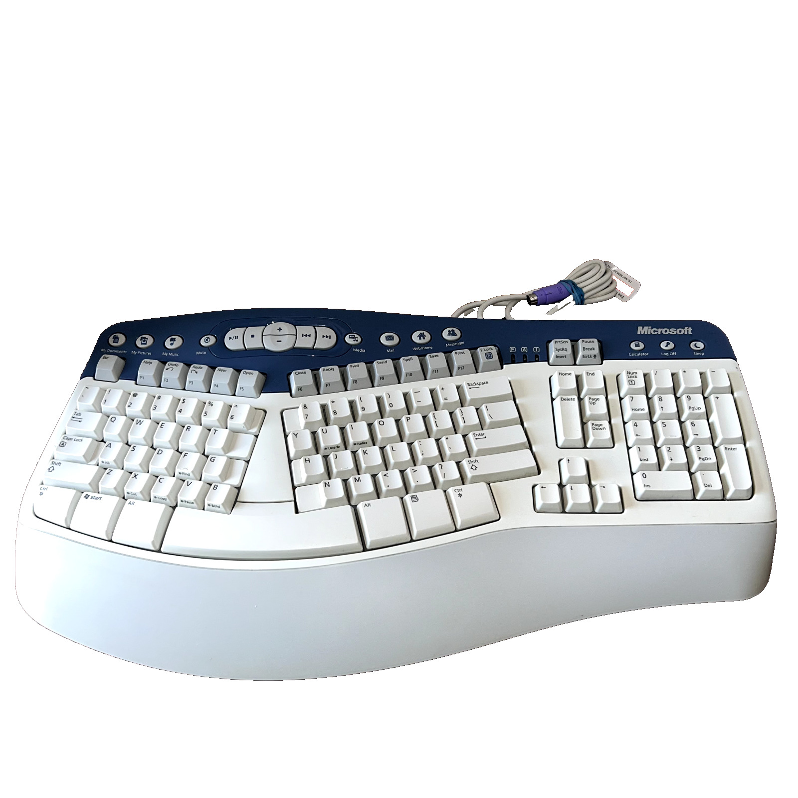 Microsoft Natural MultiMedia Keyboard 1.0A Ergonomic vintage 90s 2000s Untested
