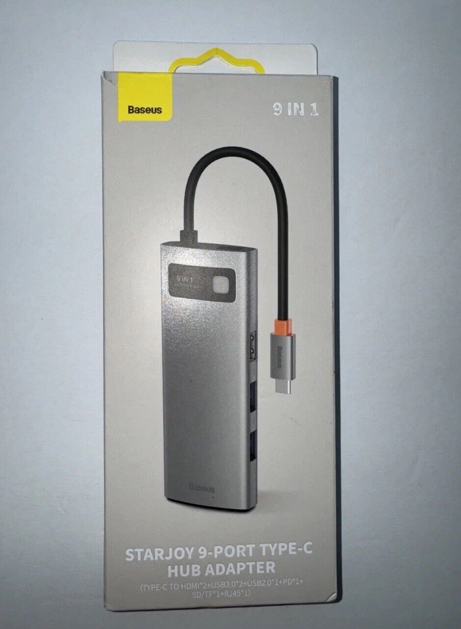 9-in-1 Starjoy USB-C HUB, Gigabit, Dual HDMI 4K 120, SD Card Reader (Baseus)