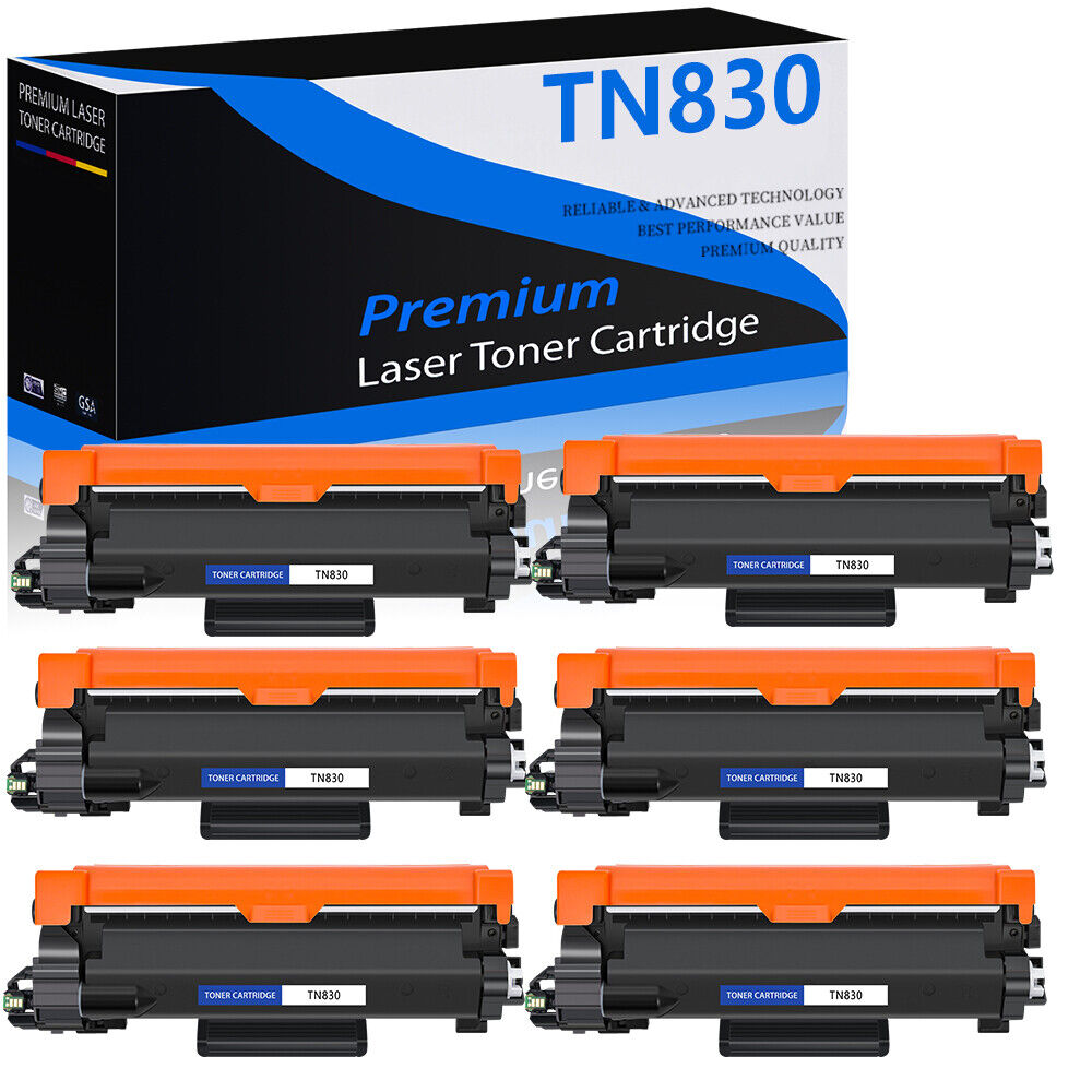 6Packs TN830 TN830XL High Yield Black Toner Cartridge for Brother DCP-L2640DW