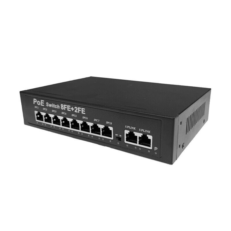 PoE Switch with 8 PoE Ports 2 Uplink Ports 120W Unmanaged 803.af/at Extend 250m