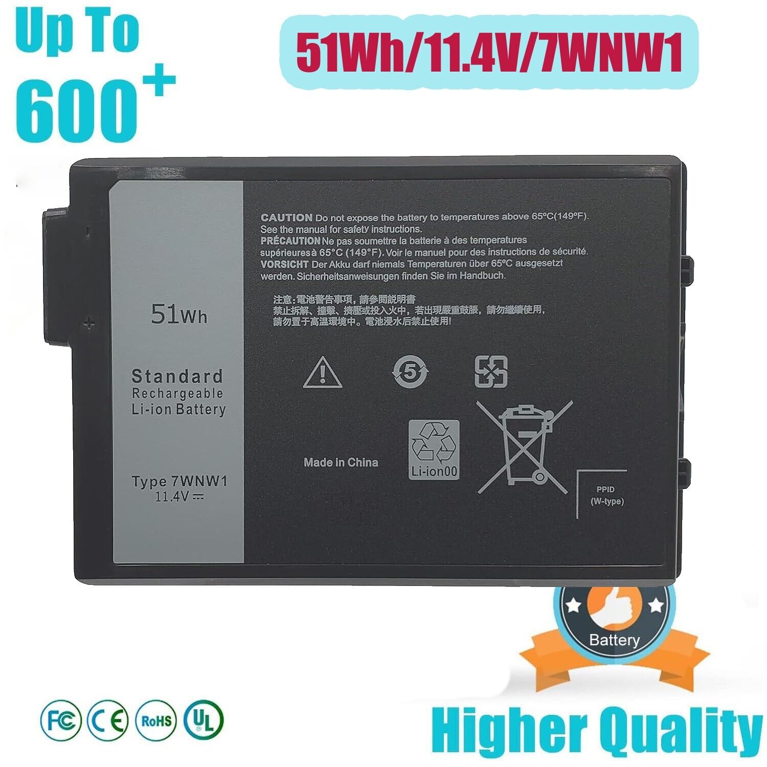 For Dell Latitude 5424 5420 7424 Rugged Tablet Battery 7WNW1 Notebook 11.4V 51Wh