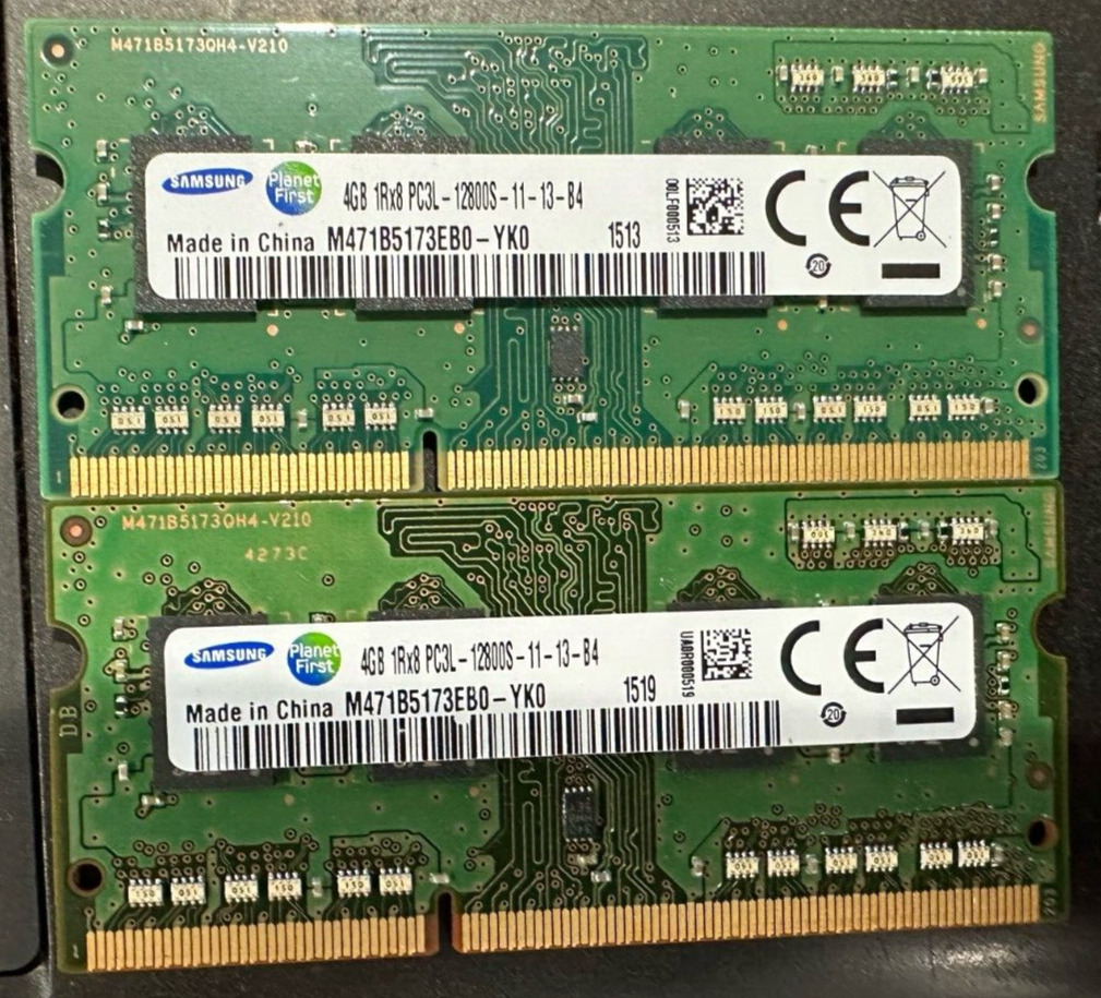 Samsung 8GB Kit (2x4GB) 1Rx8 PC3L-12800 DDR3-1600MH Laptop Ram M471B5173EB0-YK0
