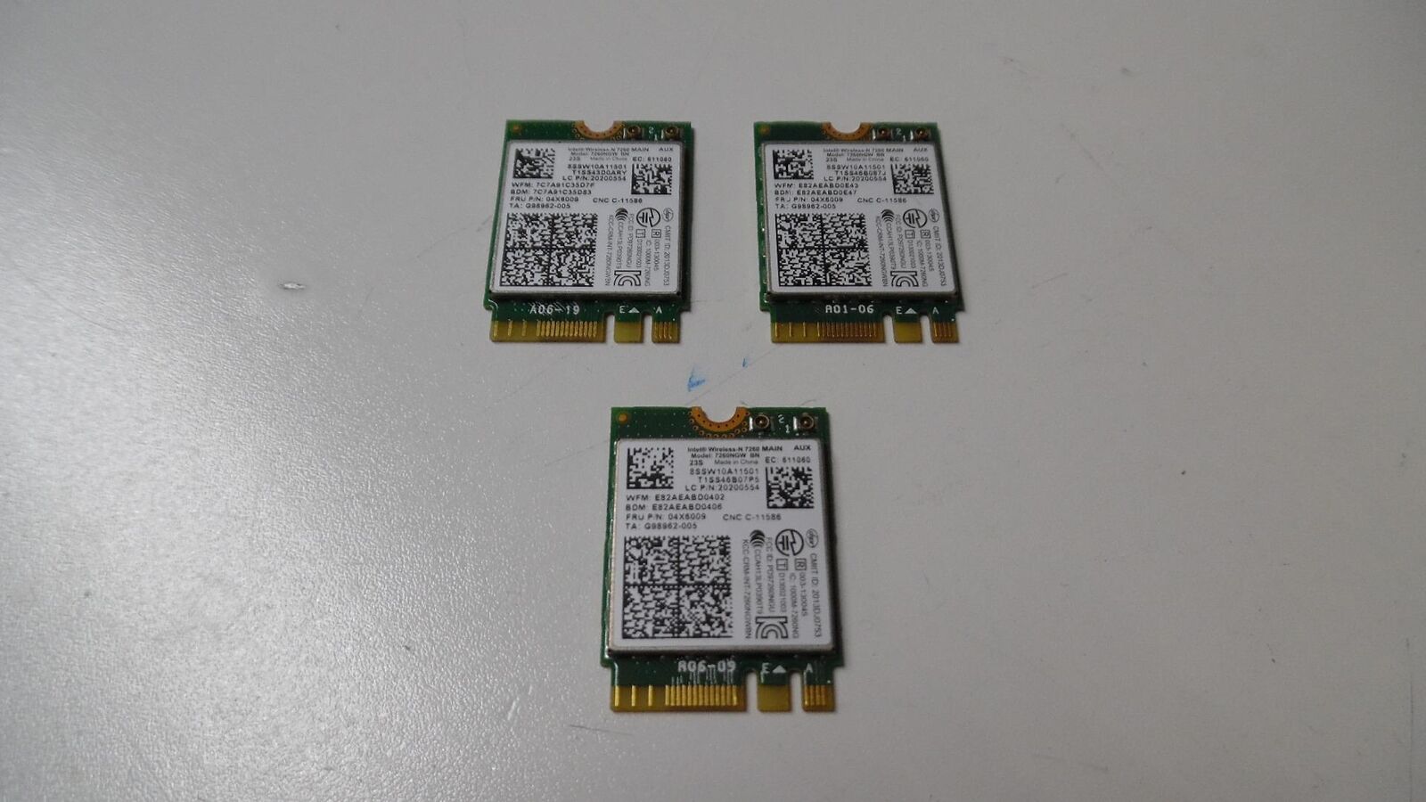Lot of 3 Genuine Intel 802.11 b/g/n Wireless Card 7260NGW -H17087-001/ Tested