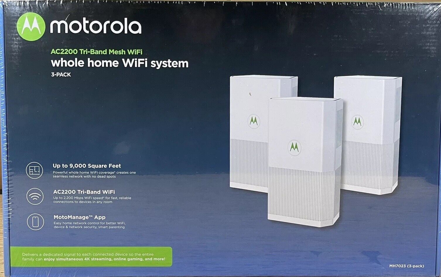 Motorola MH7023 - AC2200 Tri-Band Mesh WiFi whole home WiFi system 3-Pack
