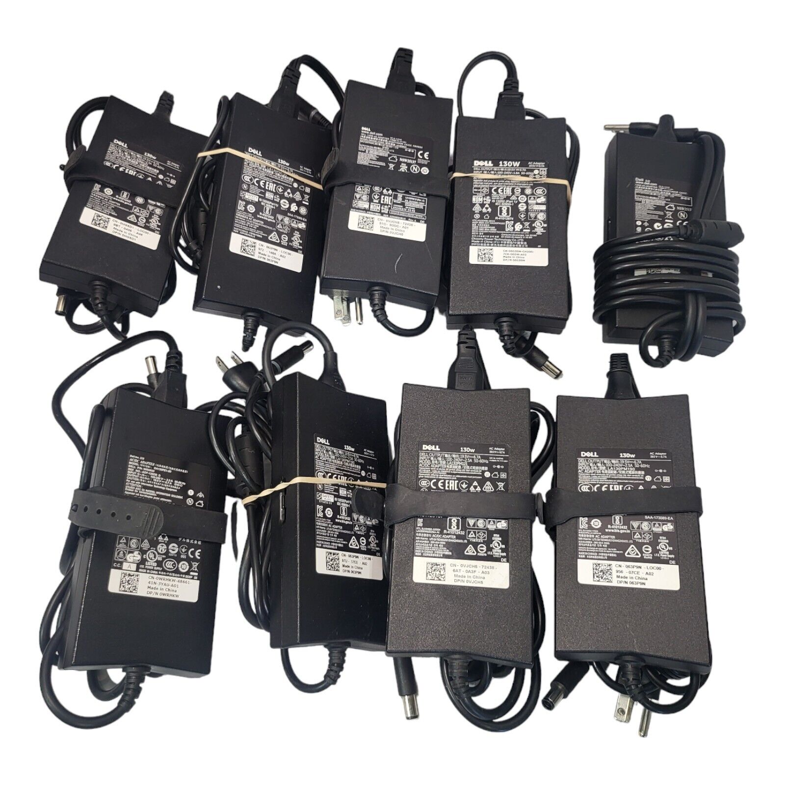 Lot of 9 - Original Genuine OEM Dell 130 Watts Laptop AC Adapter Charger 130W