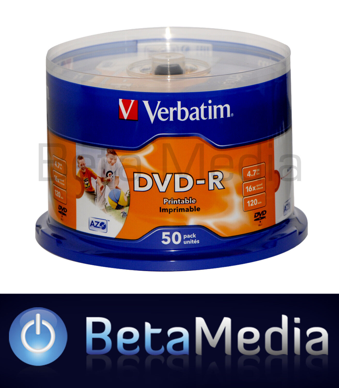 50 x Verbatim blank DVD-R 16x 4.7BG - FULL HUB Wide Printable DVD Discs