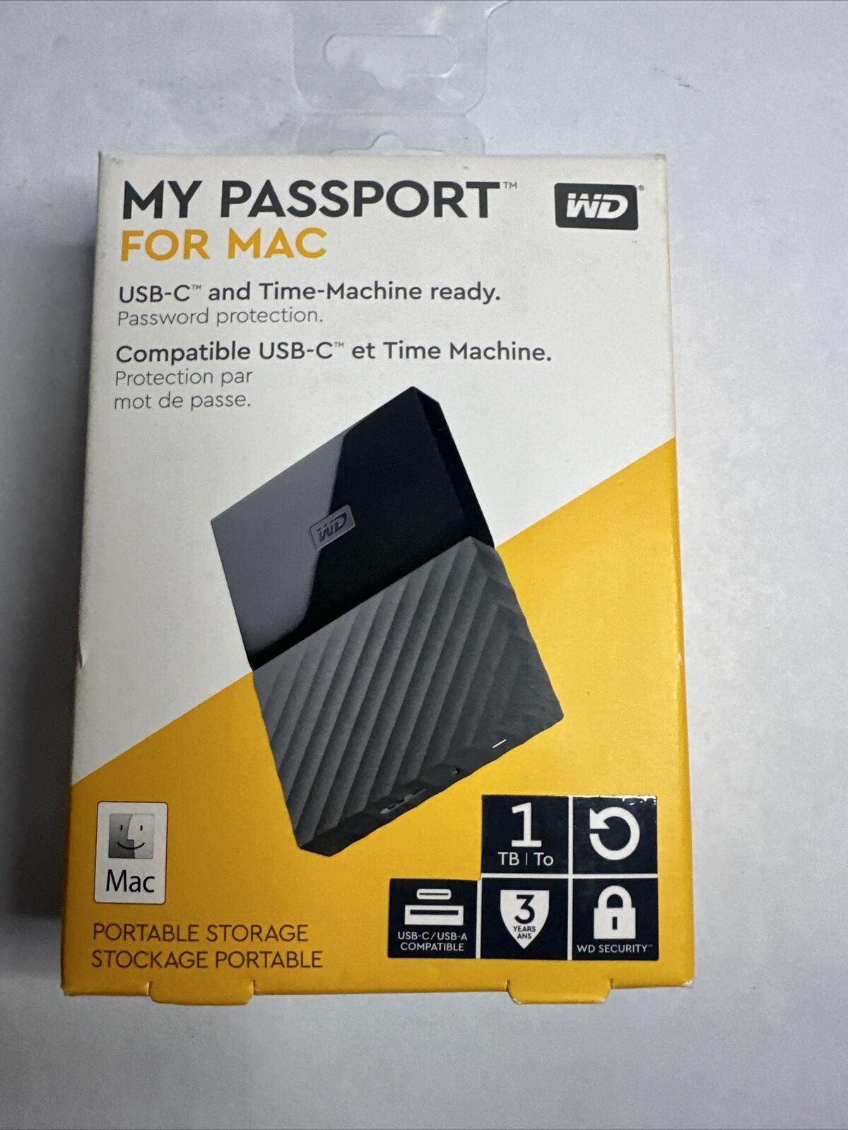 Western Digital My Passport 1TB  Portable External Hard Drive For Mac Apple Usbc
